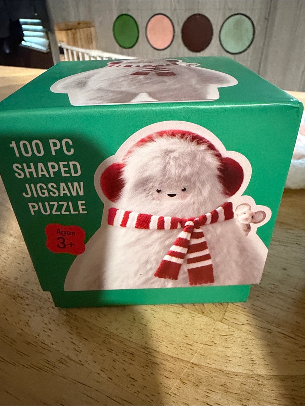 Red-Accented Plush Snow Buddy 100-Piece Shaped Jigsaw Puzzle